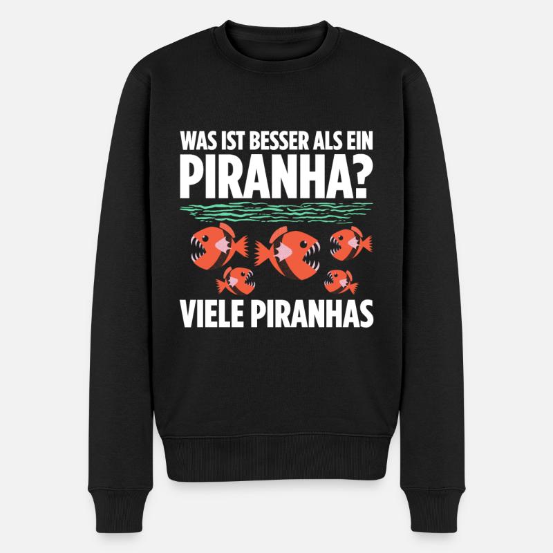 Was ist besser als ein Piranha? Viele Piranhas - Männer Premium Bio Pullover - Schwarz