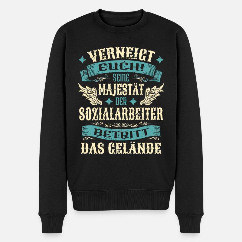 Sozialarbeiter Geschenk Lustige Sprüche - Männer Premium Bio Pullover - Schwarz