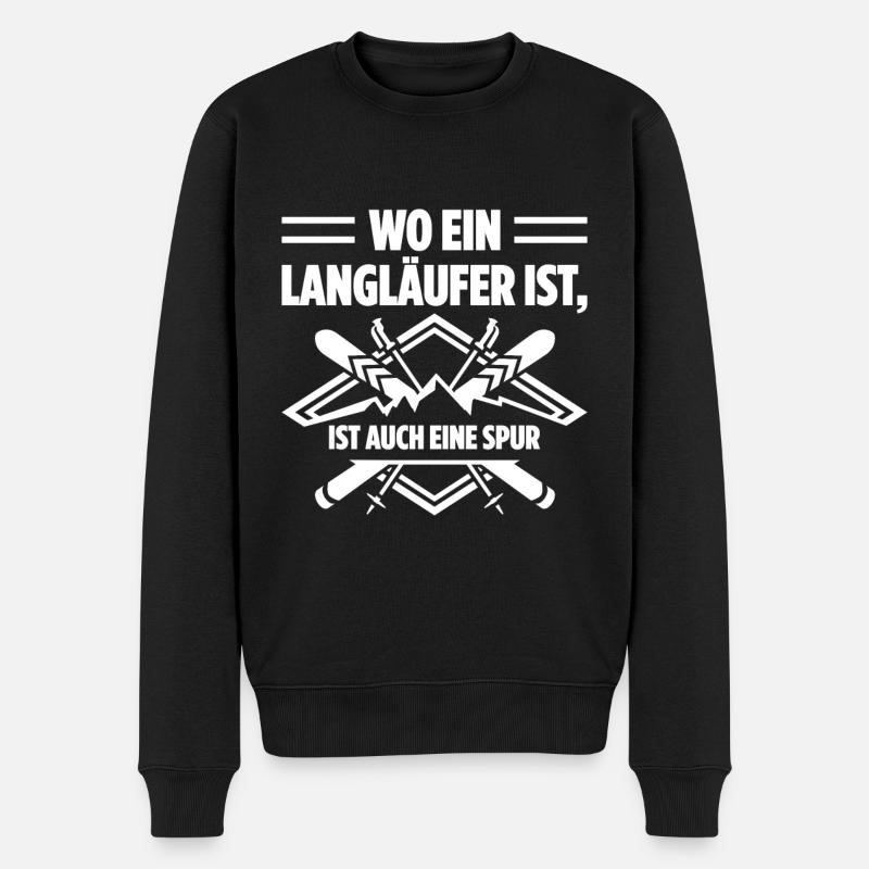 Wo Ein Langläufer Ist, Ist Auch Eine Spur Skilangl - Männer Premium Bio Pullover - Schwarz