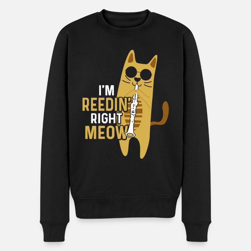 Drôle de chat clarinette - Pull Premium bio Homme - noir
