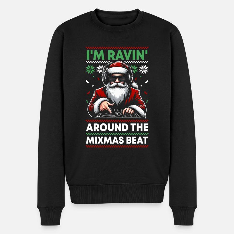 Santa DJ Disc jockey Turntable - Männer Premium Bio Pullover - Schwarz