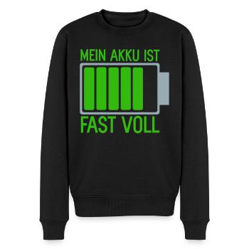 Mein Akku ist fast Voll eine Batterie Ladung Energ - Männer Premium Bio Pullover - Schwarz - Vorne - Nico (187cm)