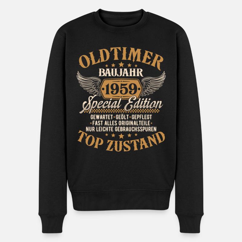 Oldtimer Baujahr 1959 Jahrgang Geburtstag Geschenk - Männer Premium Bio Pullover - Schwarz
