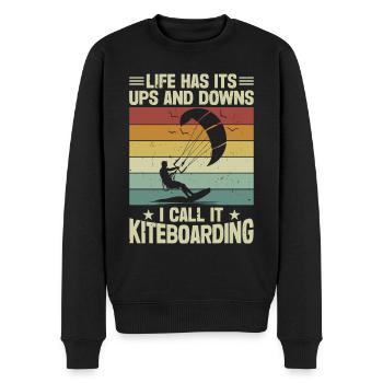 Kiteboarding Kitesurf - Männer Premium Bio Pullover - Schwarz - Vorne - Nico (187cm)