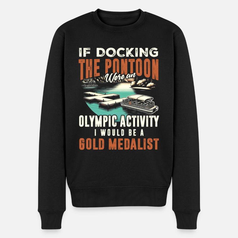 Boating Pontoon boat captain - Männer Premium Bio Pullover - Schwarz