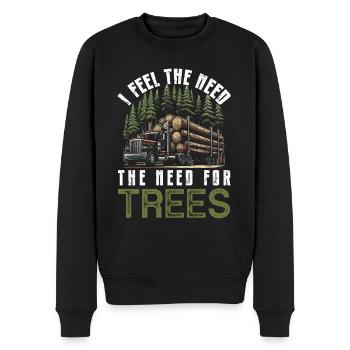 Log Truck Driver Timber Lorry Funny Logging Truck - Men's Premium Organic Jumper - black - Front - Nico (187cm)