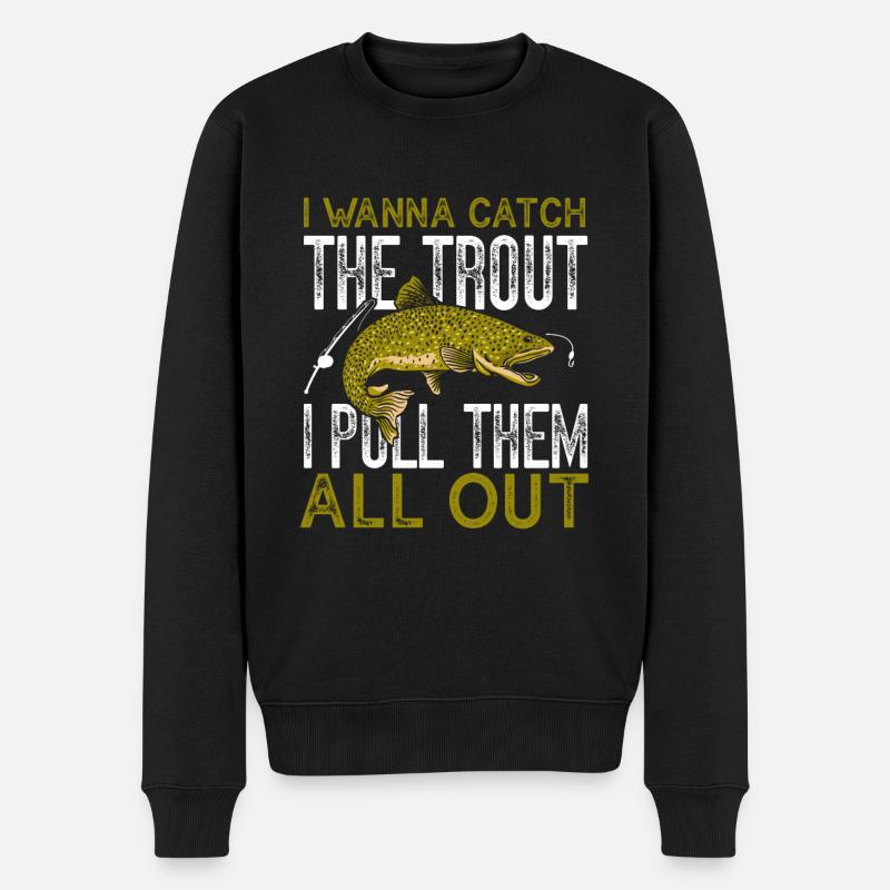 Trout Fishing - Männer Premium Bio Pullover - Schwarz