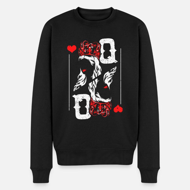 Herz Dame Spielkarte - Männer Premium Bio Pullover - Schwarz