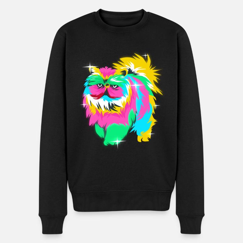 Perser Katze - Männer Premium Bio Pullover - Schwarz