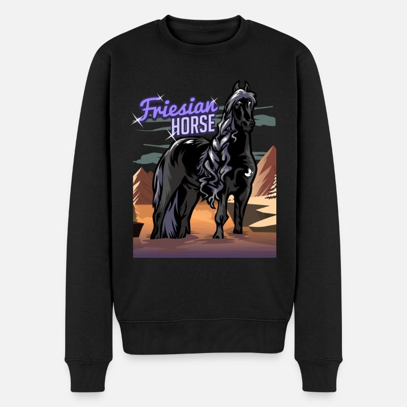 Friese Pferd Islandpferd - Männer Premium Bio Pullover - Schwarz