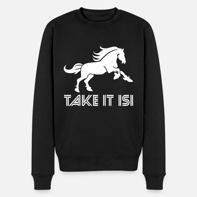 Islandpferd - Männer Premium Bio Pullover - Schwarz