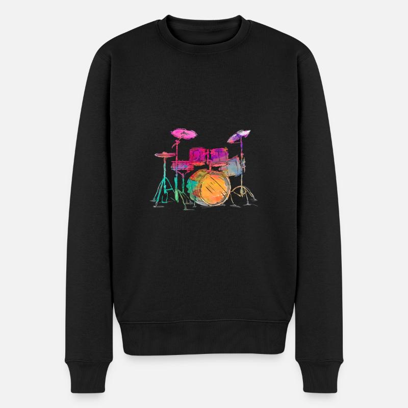 Drummer - Männer Premium Bio Pullover - Schwarz