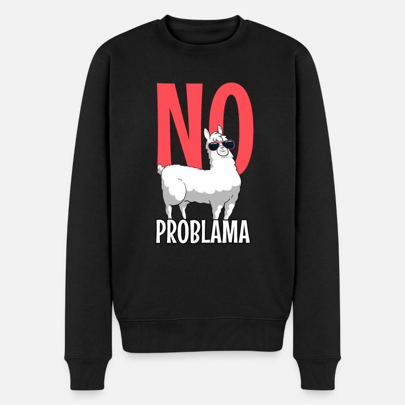 Llama - Männer Premium Bio Pullover - Schwarz