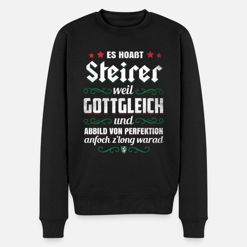 STEIRER WEIL GOTTGLEICH LUSTIG STEIERMARK GESCHENK - Männer Premium Bio Pullover - Schwarz