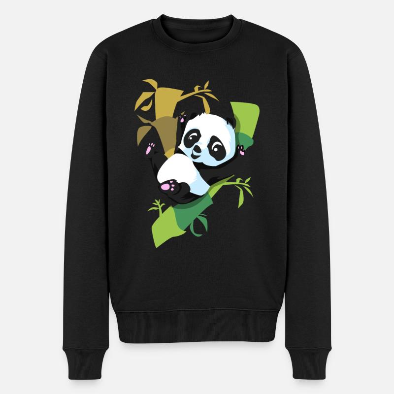 Panda - Männer Premium Bio Pullover - Schwarz