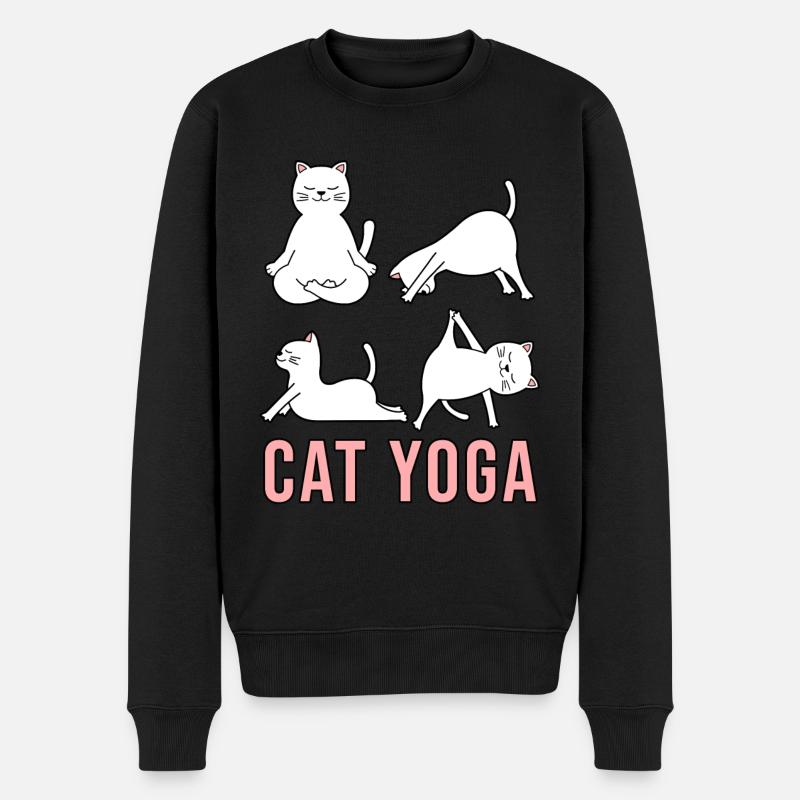 Dog yoga dont hate mediate cat yoga namaste - Männer Premium Bio Pullover - Schwarz