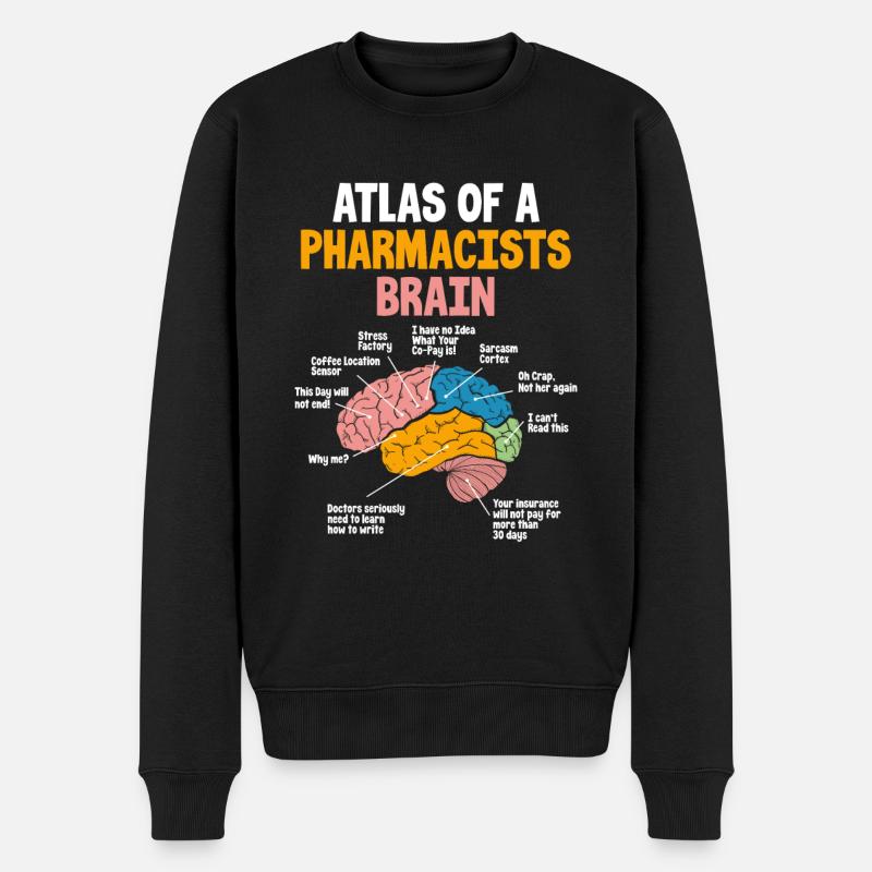 Pharmaciens Cerveau Technicien en pharmacie Stud - Pull Premium bio Homme - noir