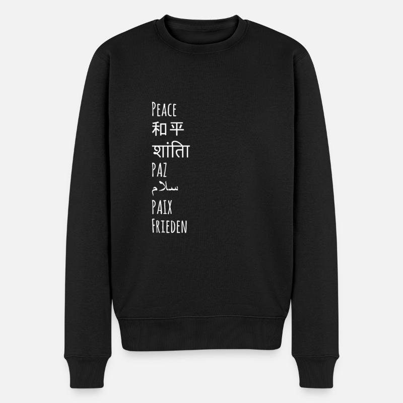 Frieden Weltfrieden Fremdsprache Geschenk - Männer Premium Bio Pullover - Schwarz