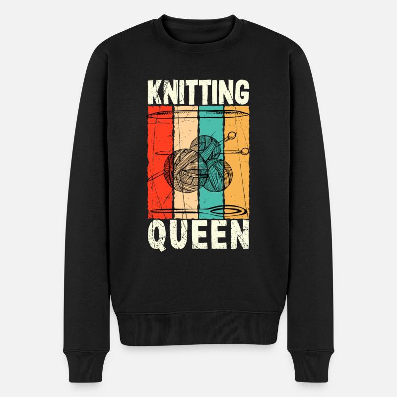 Knitting Queen Knitting - Männer Premium Bio Pullover - Schwarz