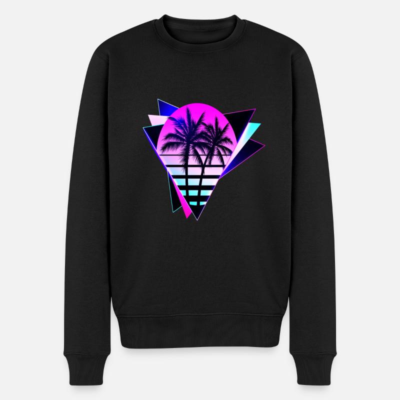 Aesthetic Vaporwave Vintage. retrowave-triangle - Männer Premium Bio Pullover - Schwarz