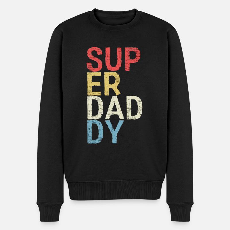 Super Daddy Vatertag Papa Geschenk - Männer Premium Bio Pullover - Schwarz
