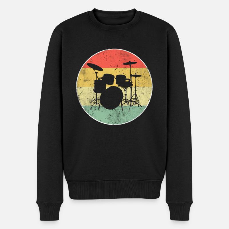 Schlagzeug Drums Drumkit Retro - Männer Premium Bio Pullover - Schwarz