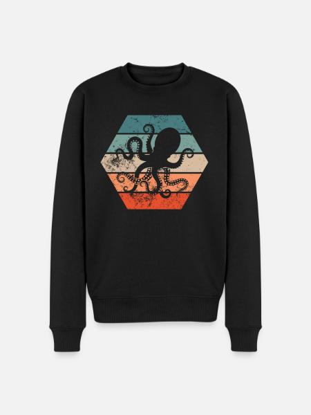 Octopus Squid Retro Gift - Men's Premium Organic Jumper - black