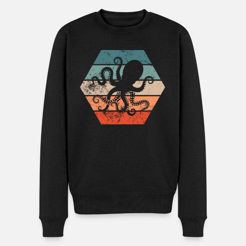 Pieuvres de calmar rétro cadeau - Pull Premium bio Homme - noir