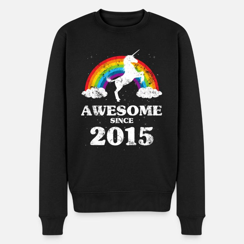 Jahrgang 2015 Geburtsjahr Geburtstag - Männer Premium Bio Pullover - Schwarz