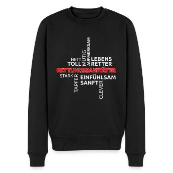 Rettungssanitäter Rettungsdienst Rettungswagen - Männer Premium Bio Pullover - Schwarz - Vorne - Nico (187cm)