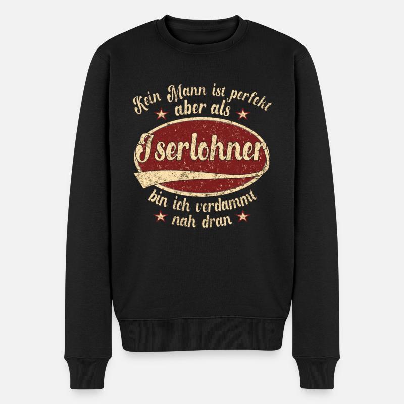 Iserlohn Retro der perfekte Iserlohner Mann Spruch - Männer Premium Bio Pullover - Schwarz