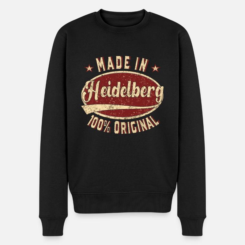 Made in Heidelberg 100 % original Heidelberger - Männer Premium Bio Pullover - Schwarz