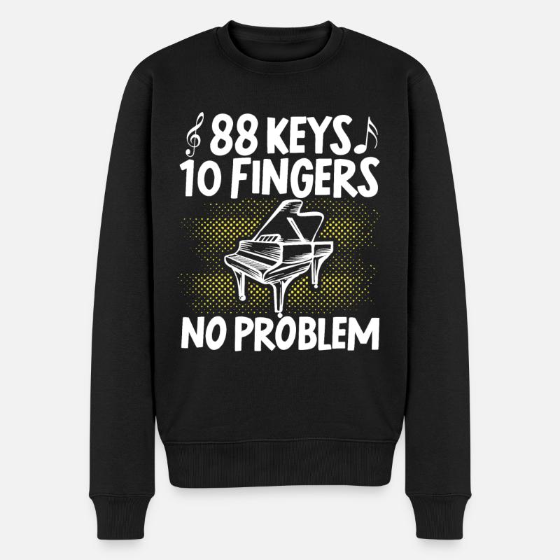 Pianist 88 Keys, 10 Fingers No - Männer Premium Bio Pullover - Schwarz