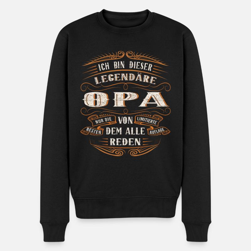 Opa ich bin dieser legendäre Opa - Männer Premium Bio Pullover - Schwarz