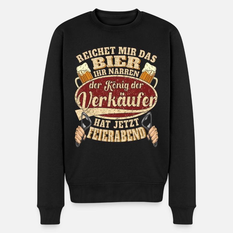 Verkäufer Bier Feierabend - Männer Premium Bio Pullover - Schwarz