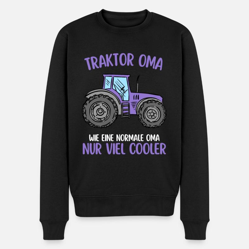 Traktor Oma Landwirtin Trecker - Männer Premium Bio Pullover - Schwarz