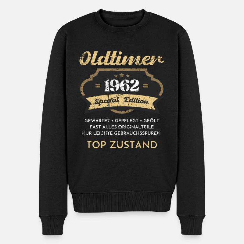 60 Jahre Oldtimer 1962 Jahrgang Geburtstag - Männer Premium Bio Pullover - Schwarz