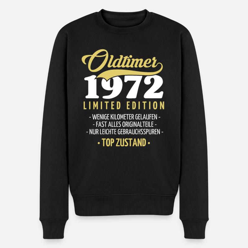 50 Jahre Oldtimer 1972 Jahrgang Geburtstag - Männer Premium Bio Pullover - Schwarz