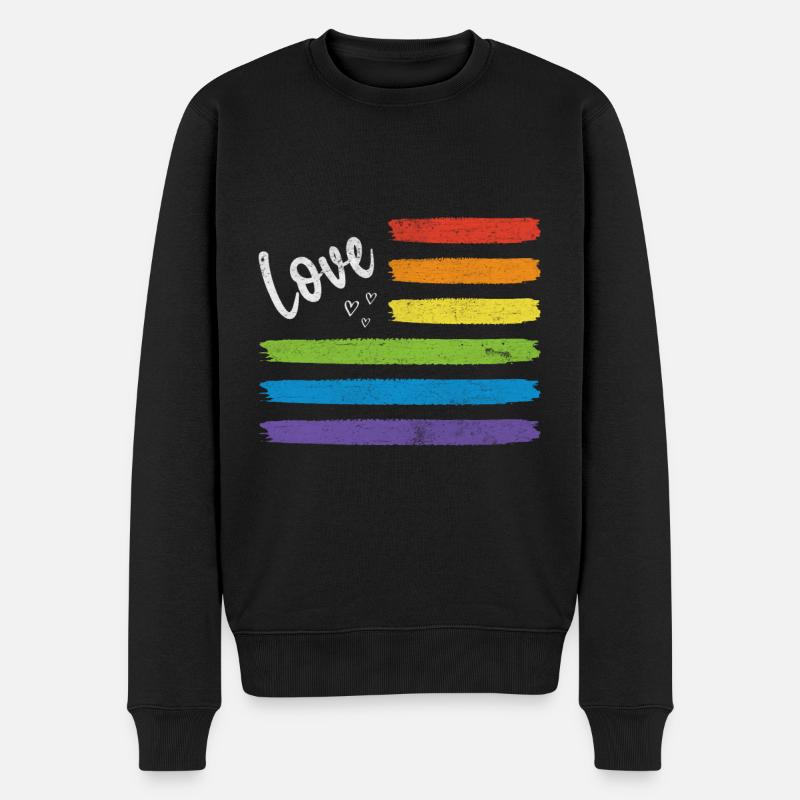 Love LGBT Flagge - Männer Premium Bio Pullover - Schwarz