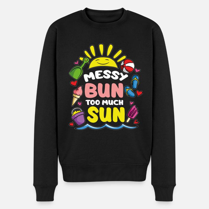 Messy Bun Zu viel Sonne - Männer Premium Bio Pullover - Schwarz