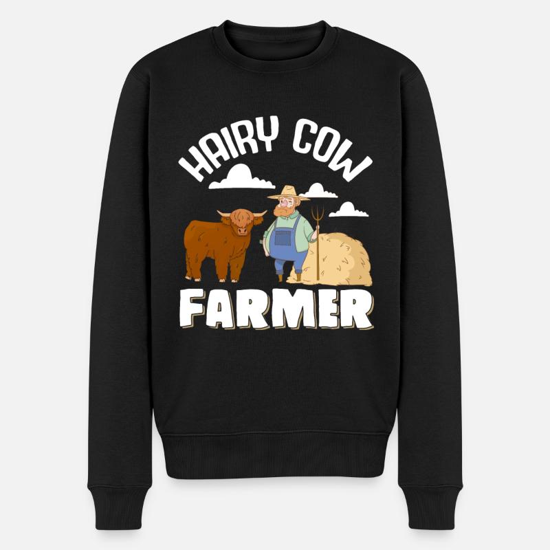 Vache bovine écossaise des Highlands - Pull Premium bio Homme - noir