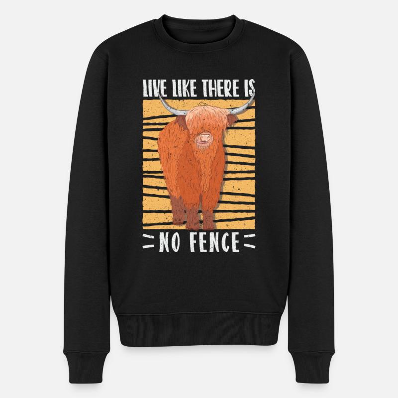 Vache bovine écossaise des Highlands - Pull Premium bio Homme - noir