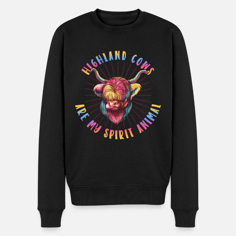 Scottish Highland Cattle Cow - Männer Premium Bio Pullover - Schwarz