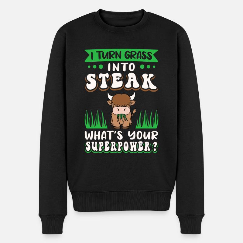 Vache bovine écossaise des Highlands - Pull Premium bio Homme - noir