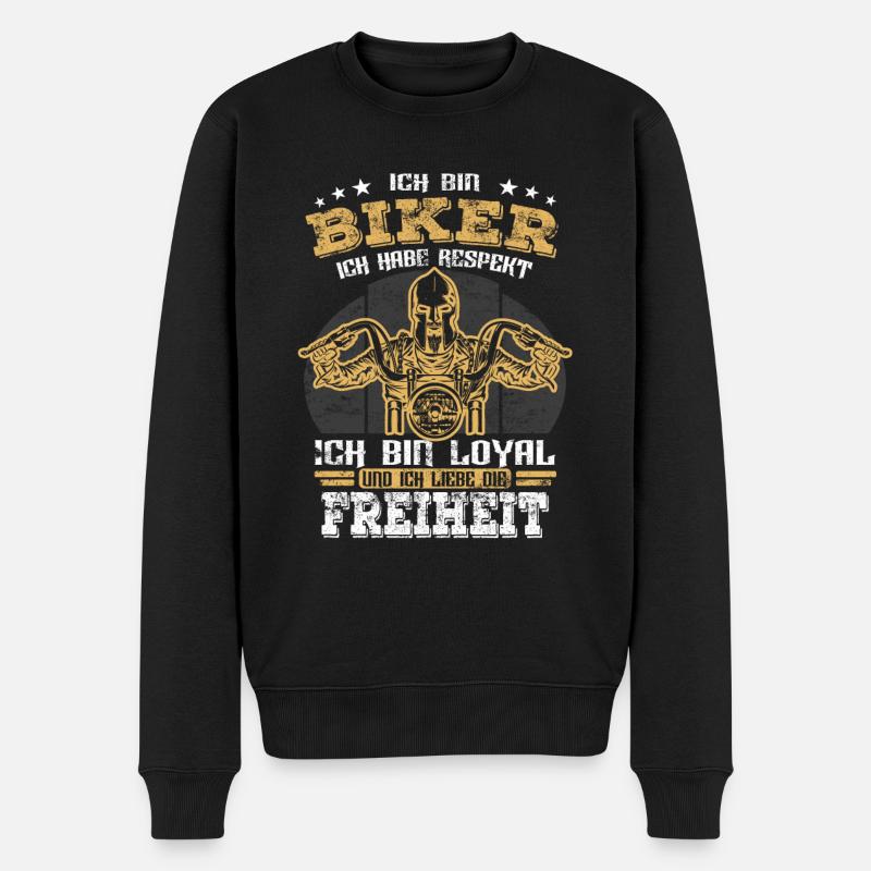 Biker Motorradfahrer - Spruch - Männer Premium Bio Pullover - Schwarz