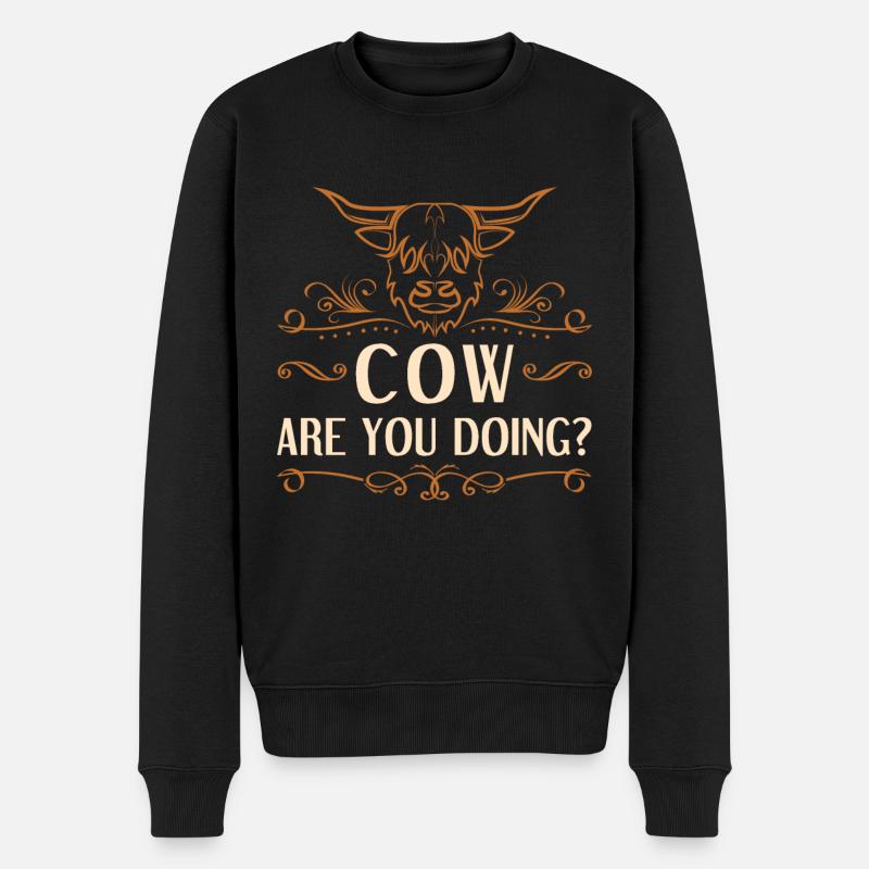 Vache bovine écossaise des Highlands - Pull Premium bio Homme - noir
