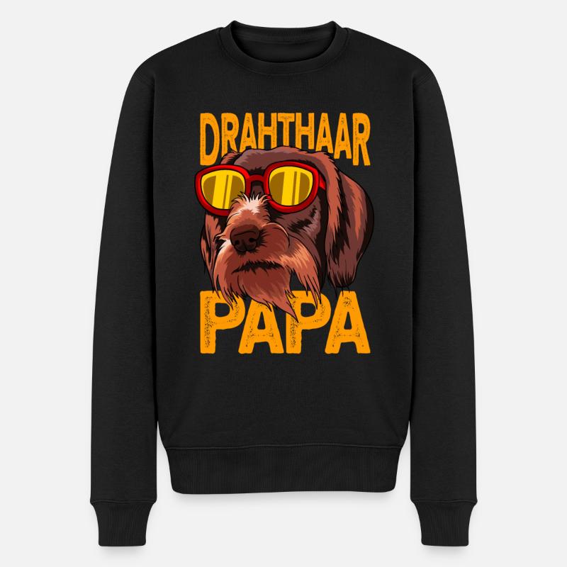 Wirehhaar Papa - drahthaar hund - Pull Premium bio Homme - noir