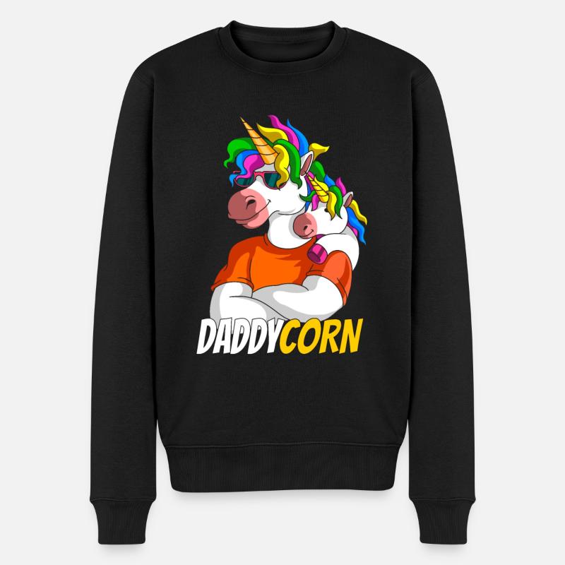 vatertag Vater sohn Einhorn Vatertagsgeschenk - Männer Premium Bio Pullover - Schwarz