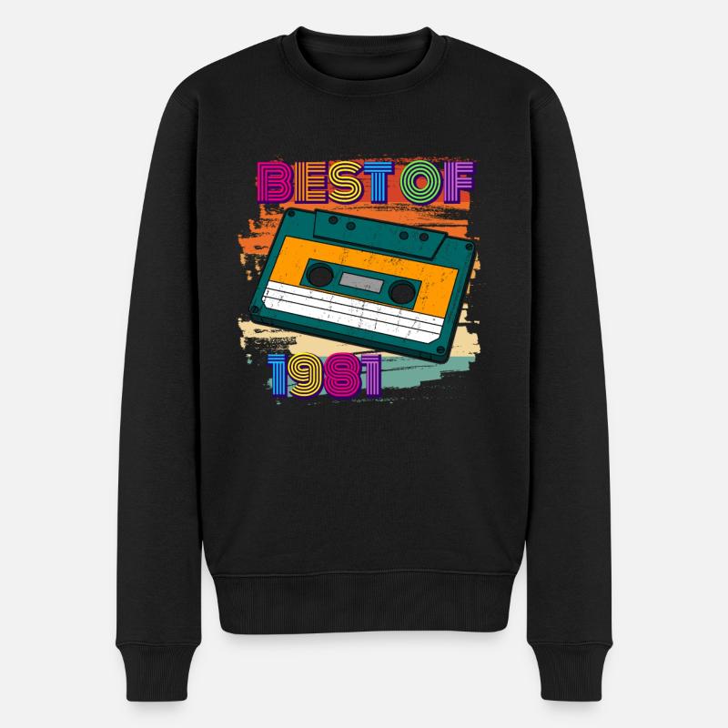 best of 1981 Kassette 80er 41. Geburtstag - Männer Premium Bio Pullover - Schwarz
