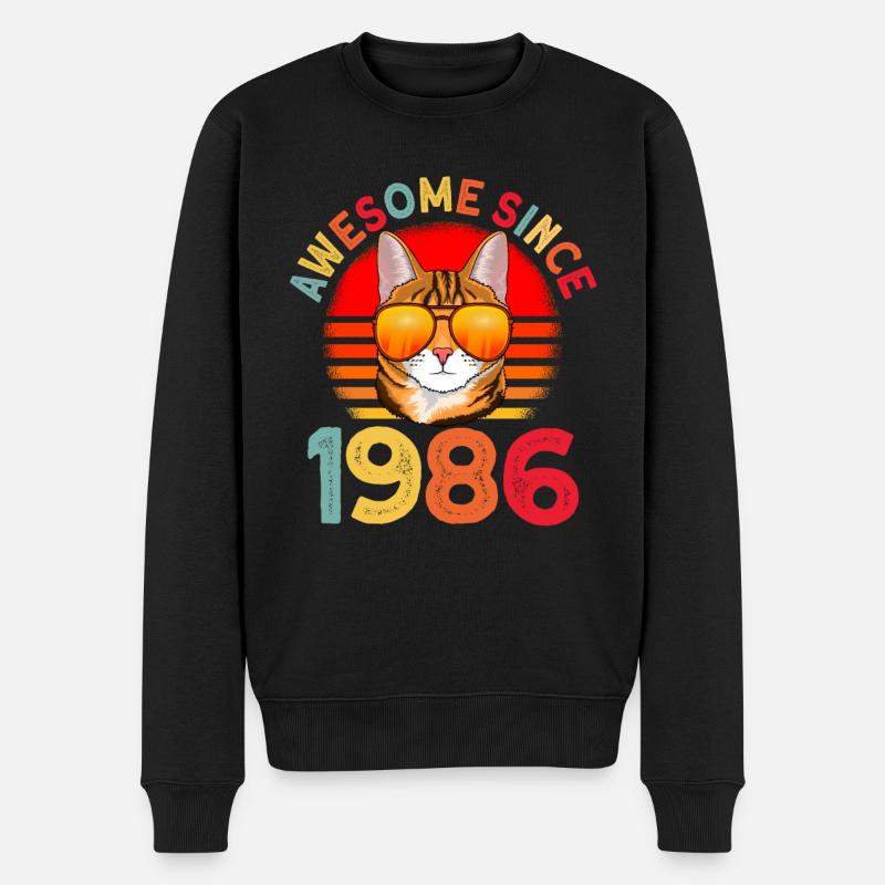 Awesome since 1986 Katze 36. Geburtstag Geschenk - Männer Premium Bio Pullover - Schwarz